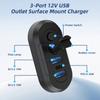 3-Ports USB Charger Socket Dual 18W QC3.0  36W PD3.0 12/24V Car Bus Boats Vehicle Universal Waterproof Charger Power Adapter