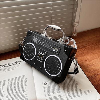 3 Color Vintage Versatile Creative Radio Unisex Satchel Metal Punk Shoulder Bag Nostalgia Small Square Bag for Women Men Grils