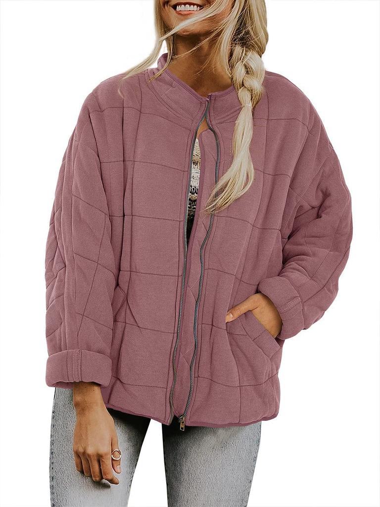 Women's Quilted Puffer Jacket with Multiple Colors, Lightweight Warm Coat, Casual Outerwear for Autumn Winter