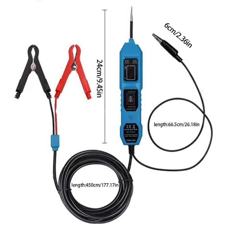 Car Electrical Tester Pen with Digital Readout, Automotive Circuit Test Pen for Signal and Power Checks, Extended Cable Design for Garage Wiring Work