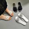 Comfortable Flower Design Narrow Strap Ladies Slippers 2025 Summer Beach Sweet Flat Casual Shoes Women Pumps Zapatos De Mujer