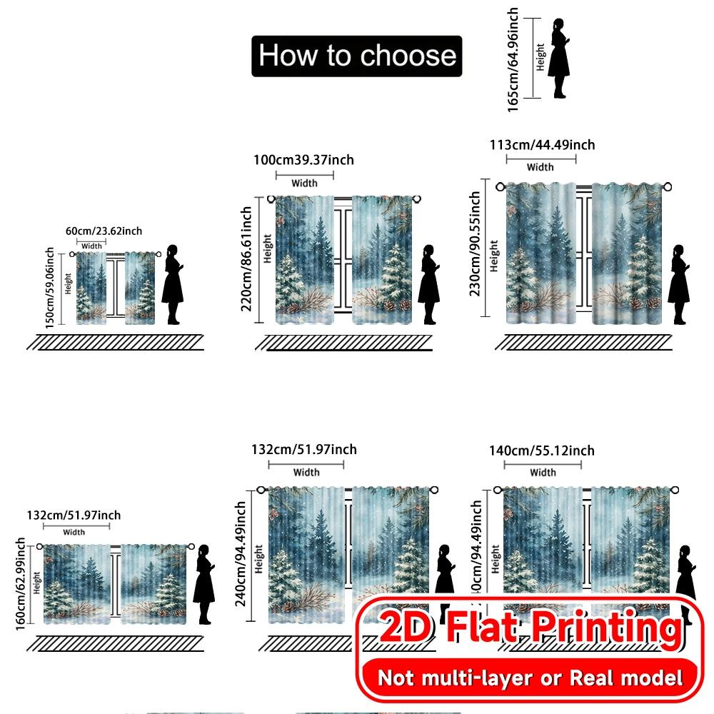 2 Stück 2D-Flachdruck-Vorhänge (Ohne Stange) Winter Wonderland(3) Moderne modische Vorhänge Halbtransparente Vorhänge Zimmer