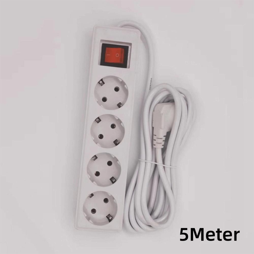 2/3/5Meters Cord EU Power Strip with ON/OFF Switch Power Converter Flat Adapter  European Standard