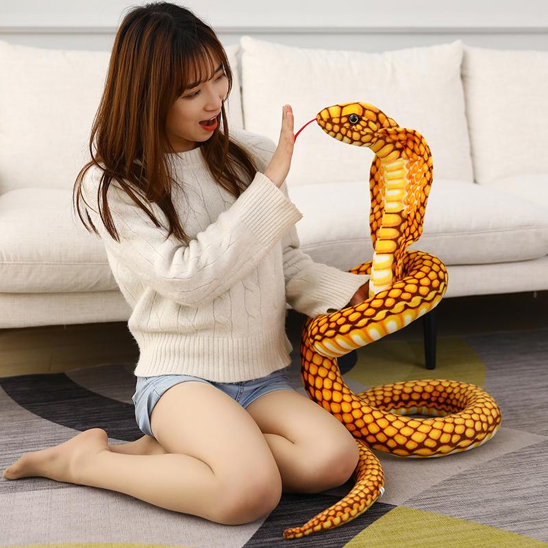 240cm Simulated Colorful Lifelike E Cobra Plush Toy Stuffed Animals Snakes Plushies  Funny  Joke Soft Toys Home Decor