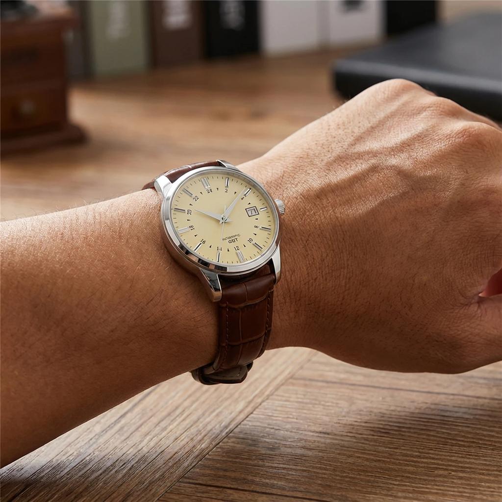 NH34 dial classic cream dial GMT dress mechanical watch hand for Seiko modified watch accessories size 35mm Watch Case Mod Parts