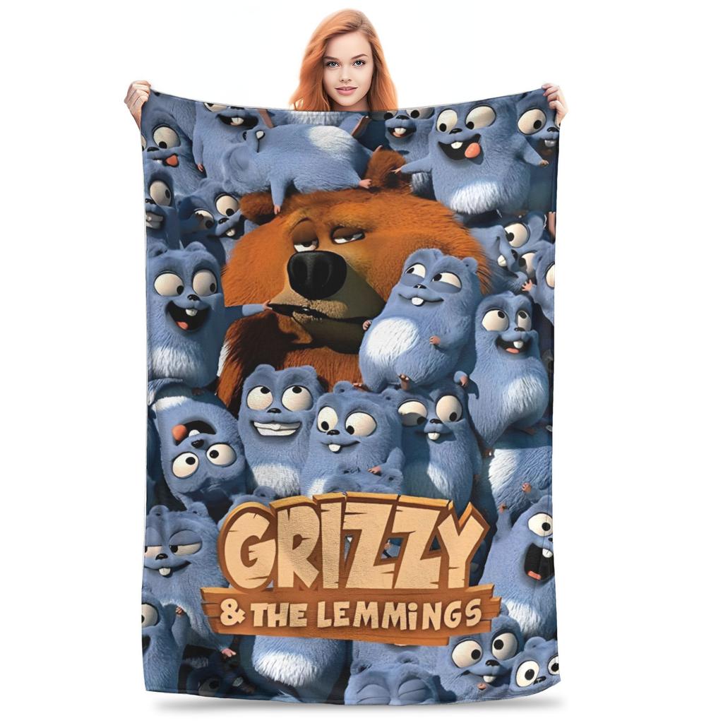 Warm BlanketChildren Travel Grizzys and The Lemmings Throw Blanket  Flannel Bedspread For Bedroom Street Trend Sofa Bed Cover