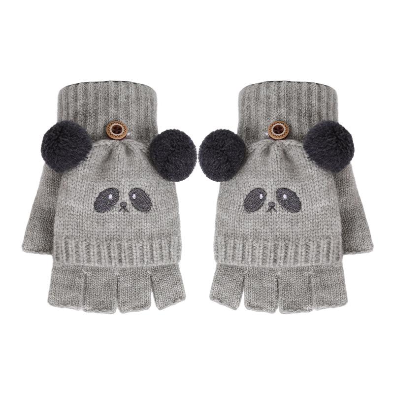 Winter Children's Flip Gloves Men's Small Animal Children's Knitted Warm Gloves Women's Finger Flip Open Finger Gloves Men