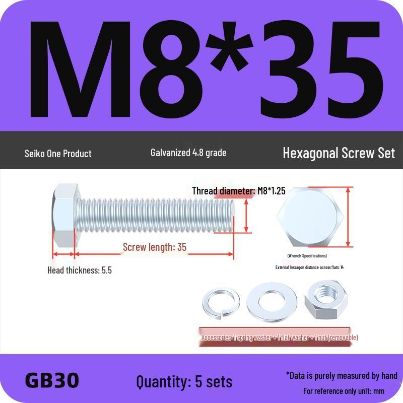 Galvanized Hex Head Bolt & Nut Set - Grade 4.8, Sizes M4 To M30