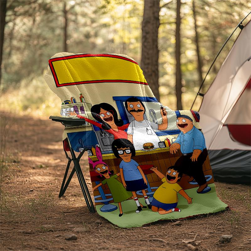Bob's Burgers Theme Printed Blanket - Perfect for Couch, Bed, Travel & Outdoor Use | Machine Washable, Cozy & Durable.