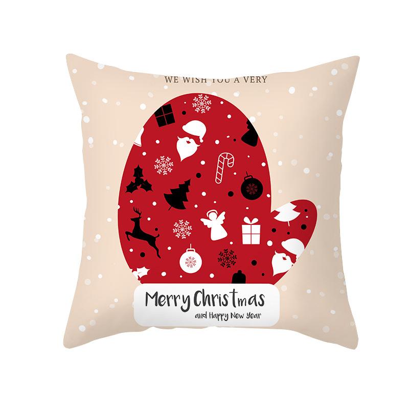 Christmas Pillow Case Wish Cartoon Print Peach Skin Christmas Pillow Home Sofa Cushion