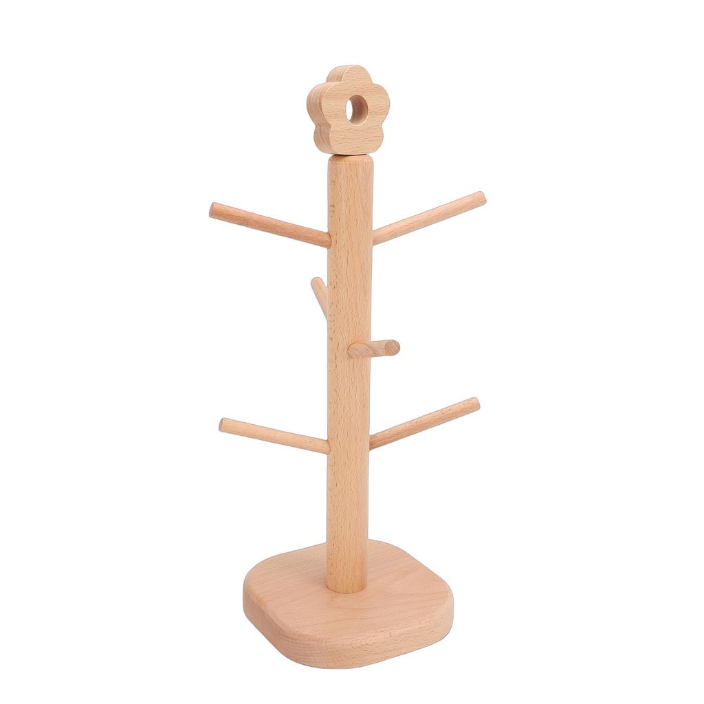 Supporto Espositore per Elastici per Capelli in Legno a 6 Ganci Scrivania Legno Porta Accessori per Capelli Scaffale portaoggetti