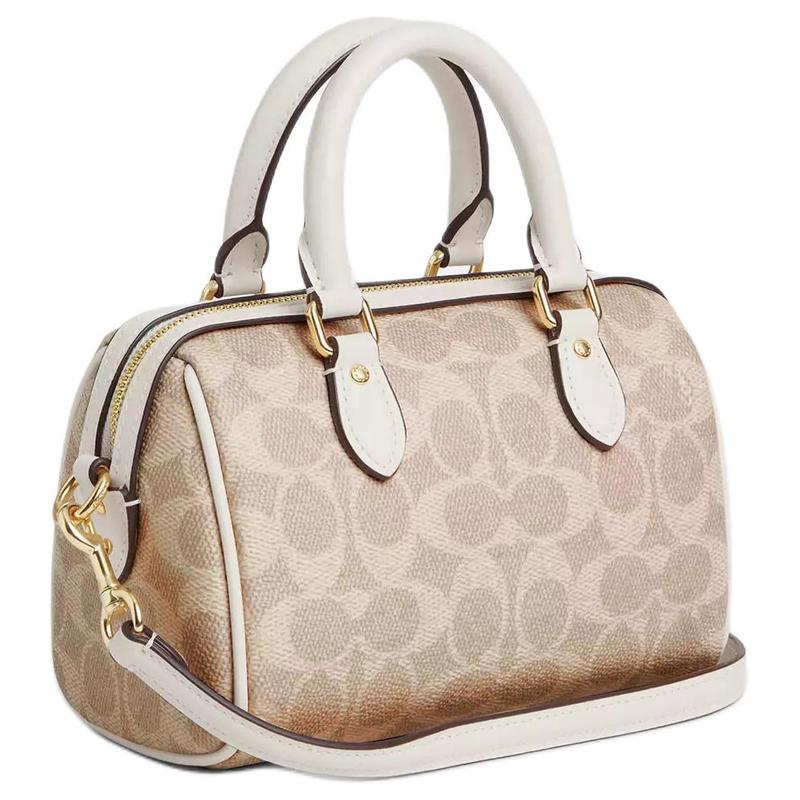 Coach Mini Borsa a Tracolla Rowan Tela Firma Donna Piccola Boston Cuscino Borsa a Mano Tracolla Staccabile Moda Donna Regalo CW329-IMXDM