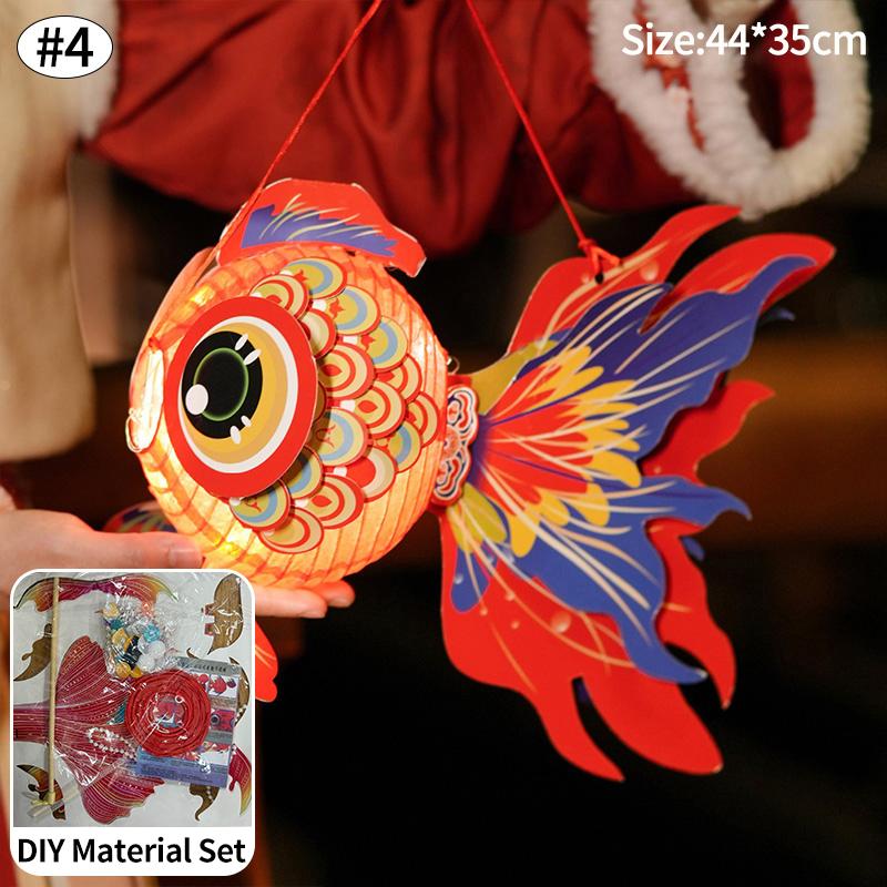 Autumn Festival Fish Lanterns DIY Chinese Paper Lantern Handmade Hanging Fish Lanterns Mid-autumn Party Celebration Decorations
