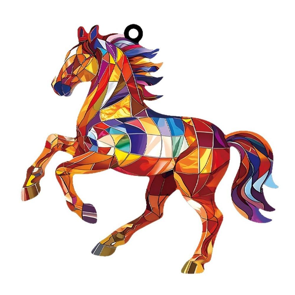 

Party Colorful Christmas Hanging Pendant 2D Flat Acrylic Horse Pendant Festive Xmas Tree Hanging Ornament Navidad Decor