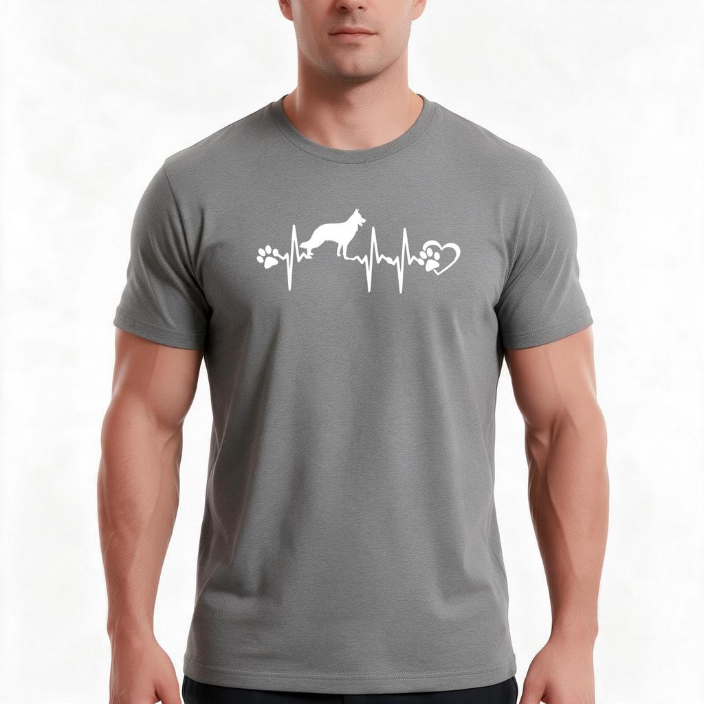 GerUnisex Shepherd Heart Beat TShirt Summer Casual Cotton Tee Oversized Streetwear Tops Vintage Graphic Print Unisex Unisex Women