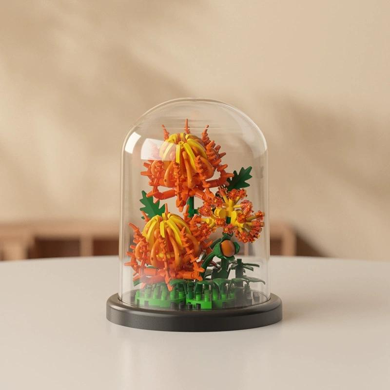 DIY MOC Flower Arrangement Dust Cover Tulip Rose Sunflower Plants Succulents Gardens Building Blocks Model Kids Sets Kits Toys