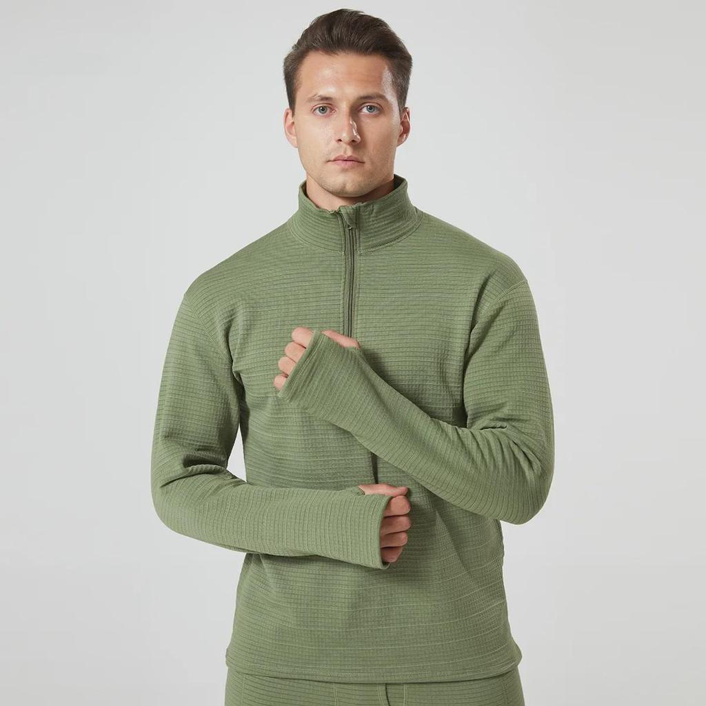 2023 Men's Military Eagle Tactical Thermal Underwear Suit - Stand-up Collar, Plus Velvet, Warm, Elastic, Thick Long Sleeves