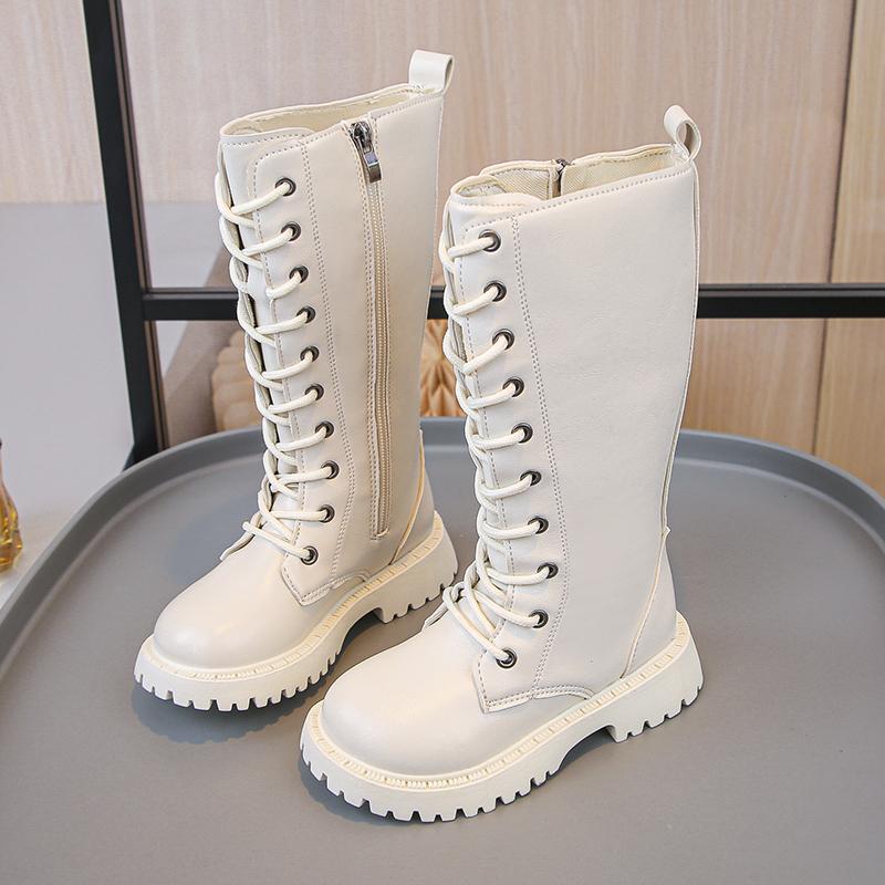Children High Boots Soild Color Versatile Kids Long Boots Round Toes Soft Autumn Girls Boots Mid-calf Non-slip