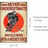 Metal Wall Art Hockey Player Retro Vintage for Garage