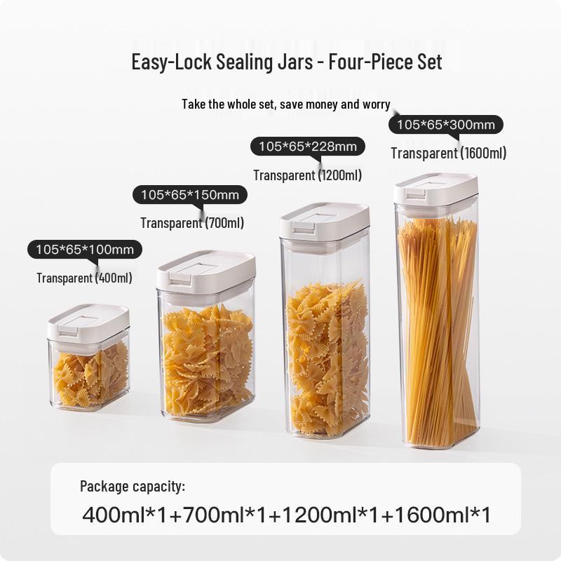 Lebensmittelechter Schnappverschluss-Behälter für Getreide und Trockenwaren - Wasserdichte und feuchtigkeitsdichte Küchenaufbewahrungsbox