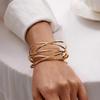3Pcs/Set Arm Bracelets, C-Shaped Adjustable Open Bangles, Metal Electroplated Stackable Arm Cuffs, Metal Electroplated Bracelets for Women