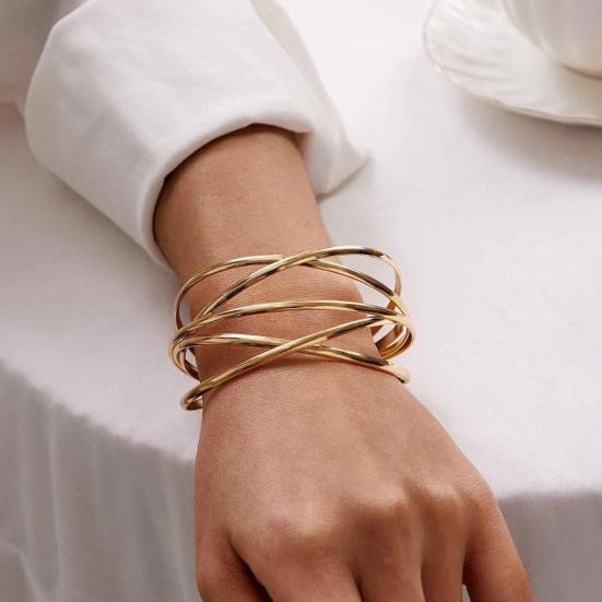 3Pcs/Set Arm Bracelets, C-Shaped Adjustable Open Bangles, Metal Electroplated Stackable Arm Cuffs, Metal Electroplated Bracelets for Women