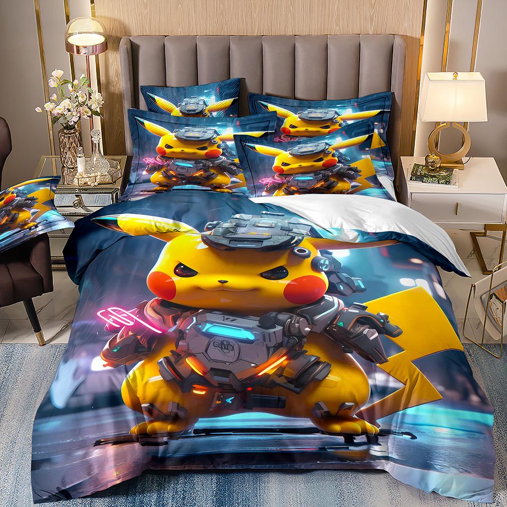 Pokemon Pikachu Bedding CollectionCartoon Anime Quilt Cover For Kids Boys Girls GiftBedding Cover And Pillowcase 7550Cm