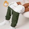 Damen - Gefütterte Cargo-Jogginghose mit schmal zulaufendem Bein, lockere Passform, für winterliche Freizeitkleidung