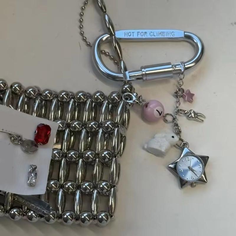 Rotating Star Dial Keychain Bag Charm Stainless Steel Alloy Pendant For Purse Backpack Gift for Women Girls