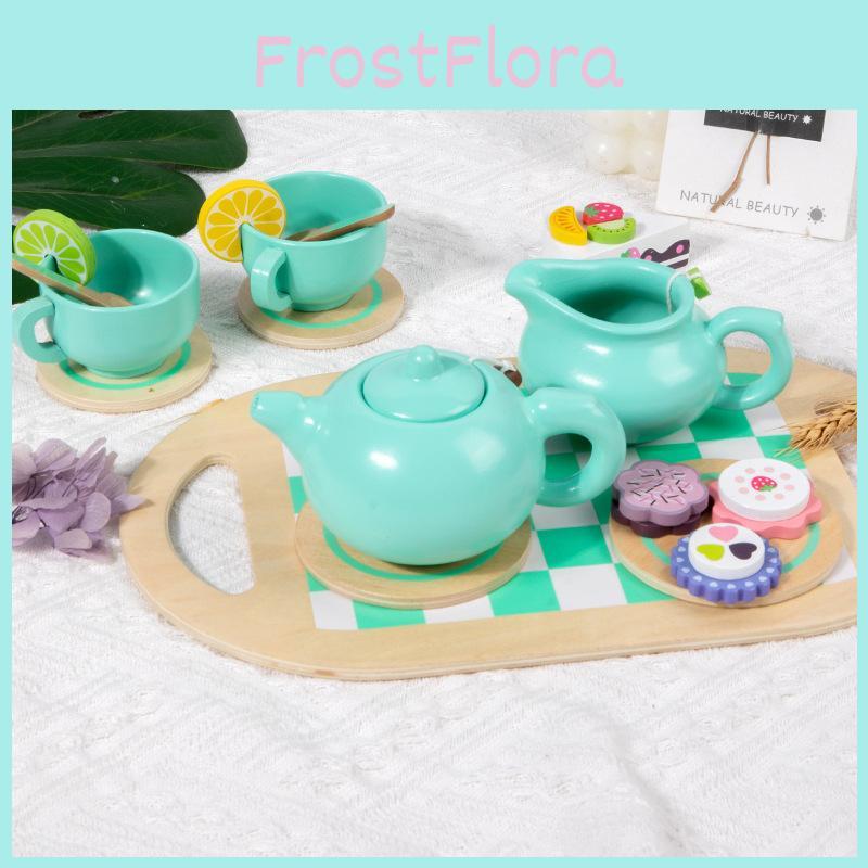 Wooden Childrens Play Tea Set With Realistic Teapots And Cakes For Imaginative Kitchen Play