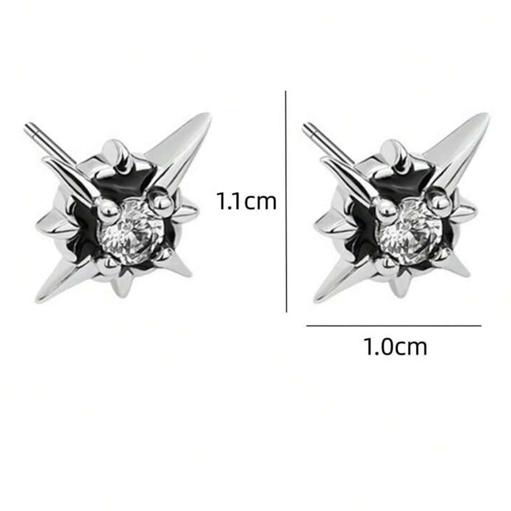 Black CZ Metal Star Earring Stud For Men Women Hip Hop Style Antique Copper Color Start Clear Crystal Couple Post Earrings