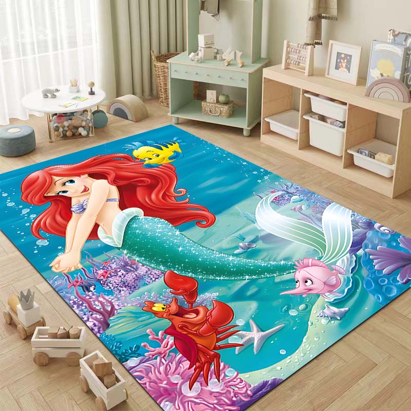 1PC Disney The Little Mermaid Print Carpet for Living Room Bedroom Kid's Room Home Decor Pink Room Decor Area Rug Non-slip Mat
