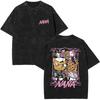 Anime Nana Osaki Vintage Washed T-shirts Grunge Black Stones Y2k Streetwear 90s Cartoon Oversized Short Sleeve T Shirt Unisex