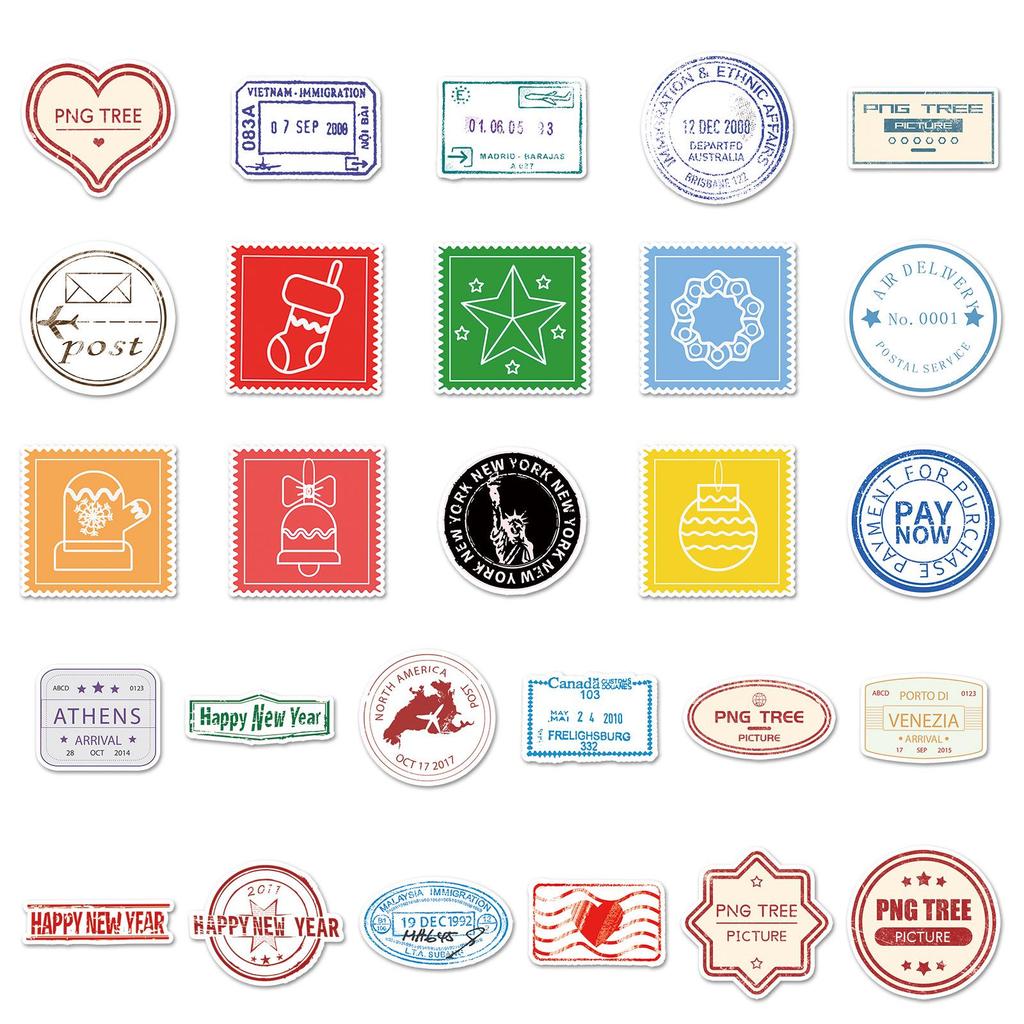 57 Retro European & American Postage Stamp Stickers for Travel & Diary DIY
