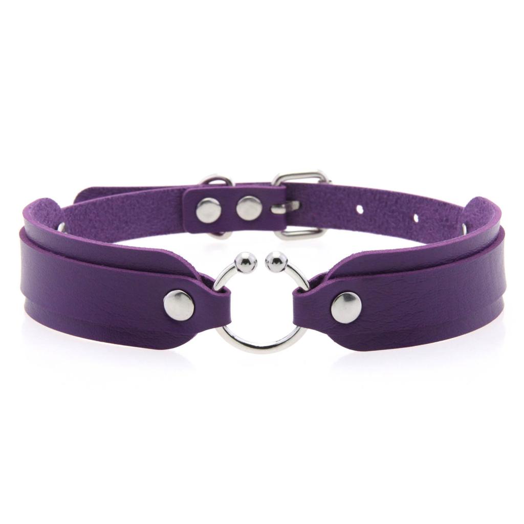 DIEZI Harajuku Gothic Cosplay PU Leather Choker Necklace For Women Men Punk Sexy Circle Pendant Torques Necklace Gift Jewelry