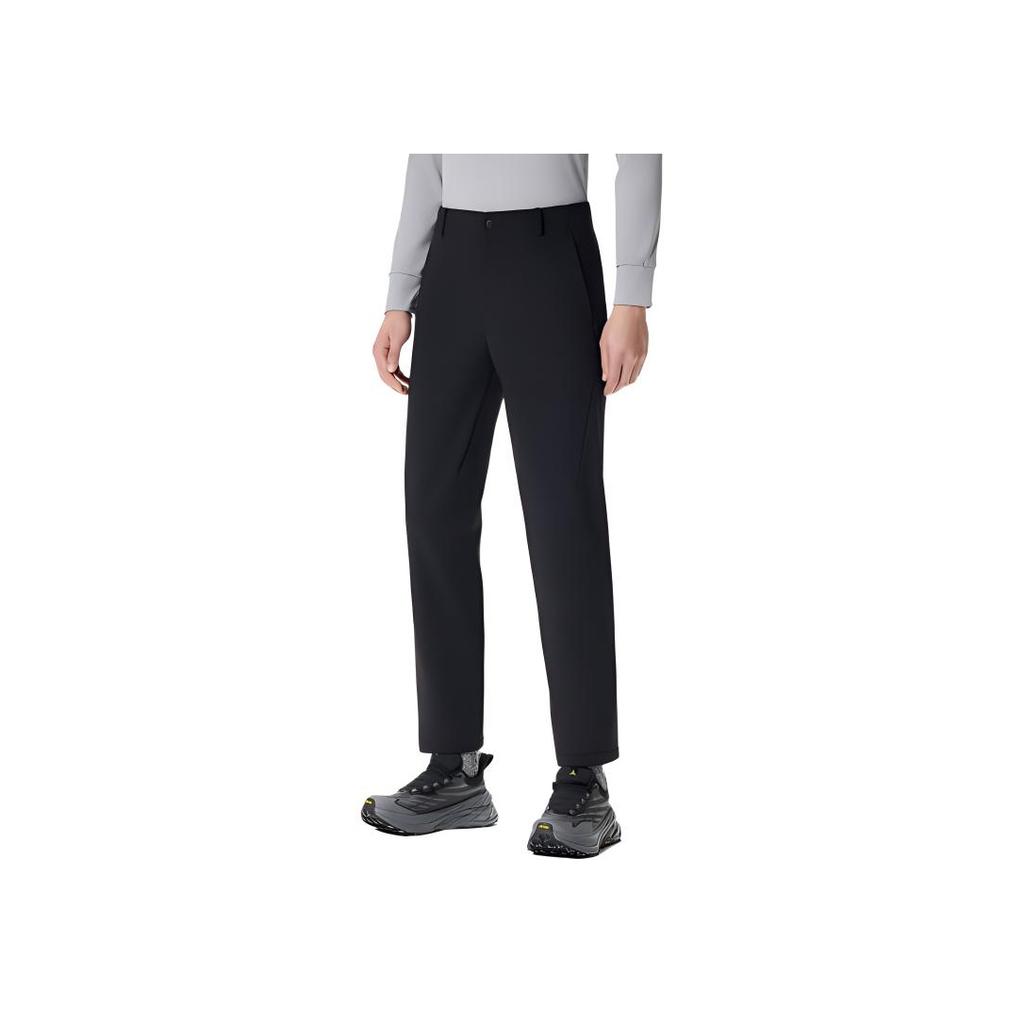 Anta Champion Series Solid Color Mid Waist Straight Leg Thickened Casual Pants Men Bottoms Black 152340510-3