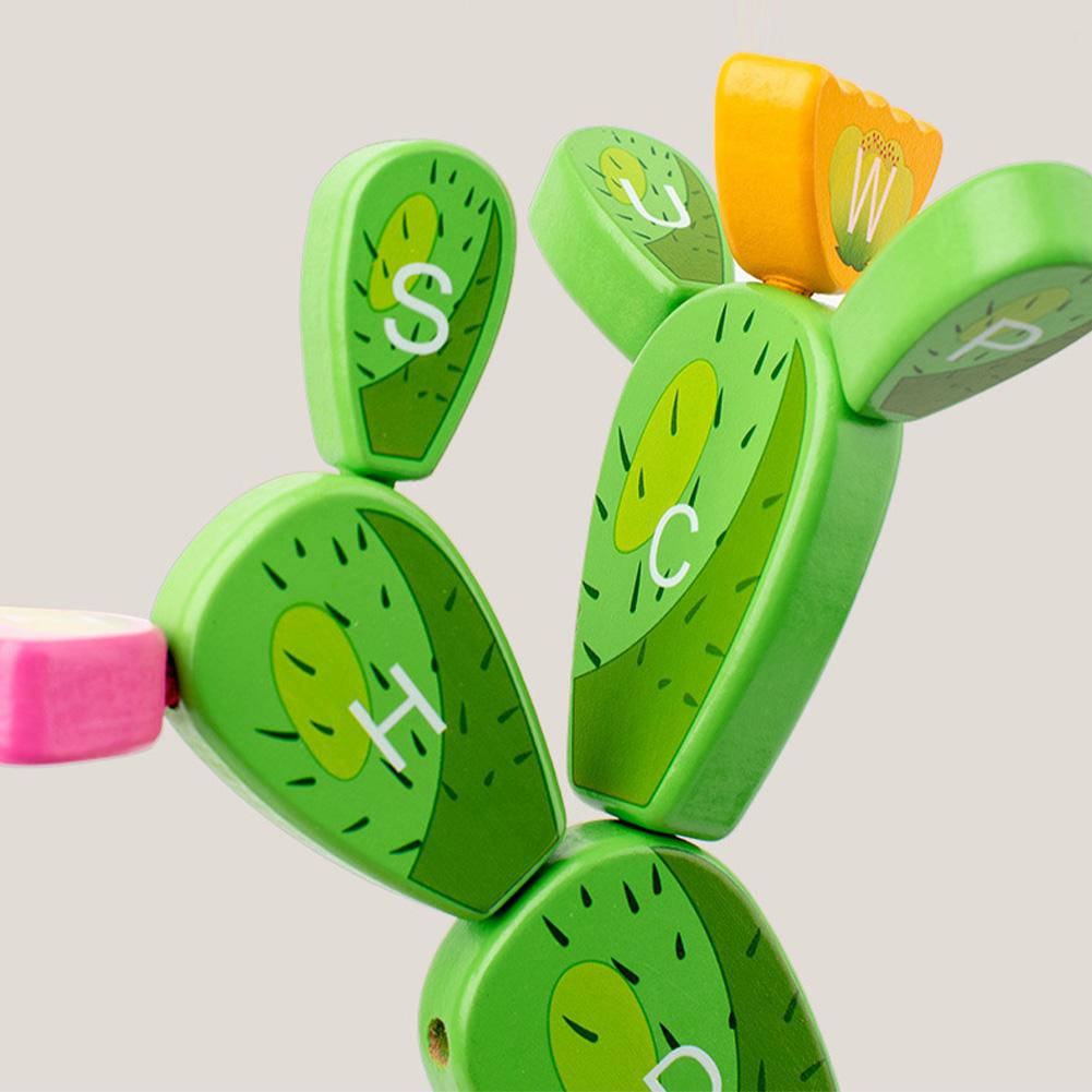 Kids Wooden Cactus Toy Alphabet Learning Toys Baby Balancing Cactus Toy Stacking Puzzles For Boys Girls