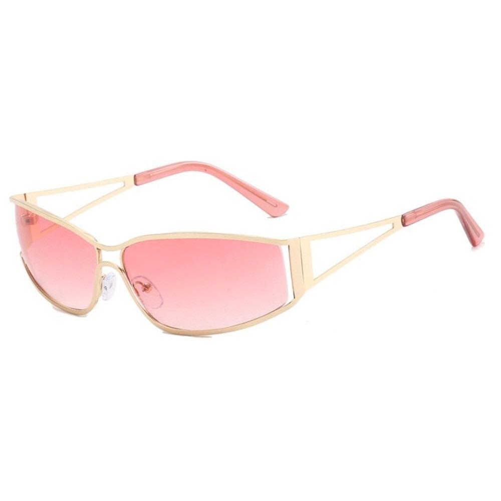 Fashion Y2k Frameless Sunglasses Metal Gradient Rimless Oval Sunglasses Steampunk Classic UV Protection Sunglasses Men розовый