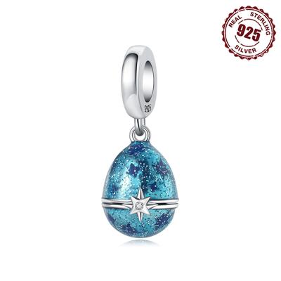 Ciondoli a forma di uovo di Pasqua a stella blu rame per braccialetti, adatti a donne, gioielli per feste, perline fai da te, regali raffinati, accessori