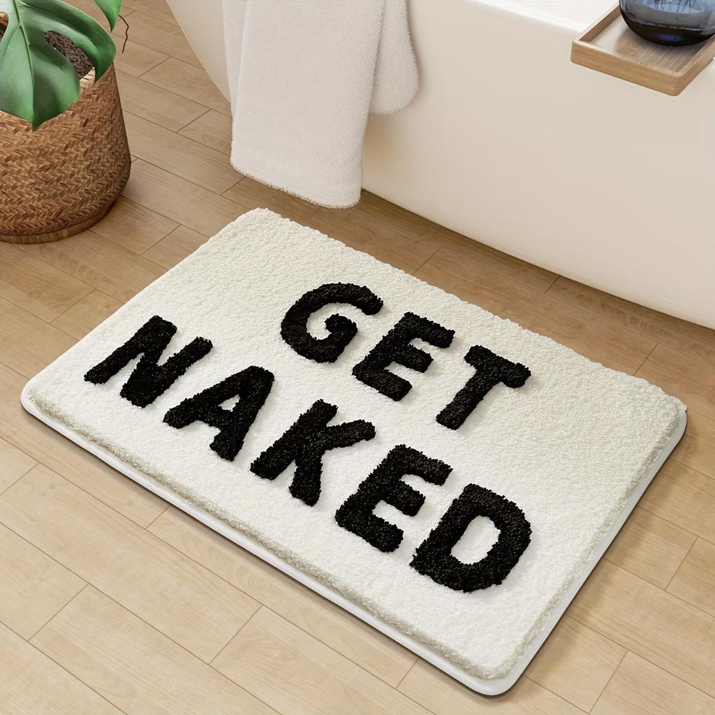 Door Mat Carpet Humorous "Get Naked" Pattern Non Slip Print Entryway Rug for Bathroom Home Decoration