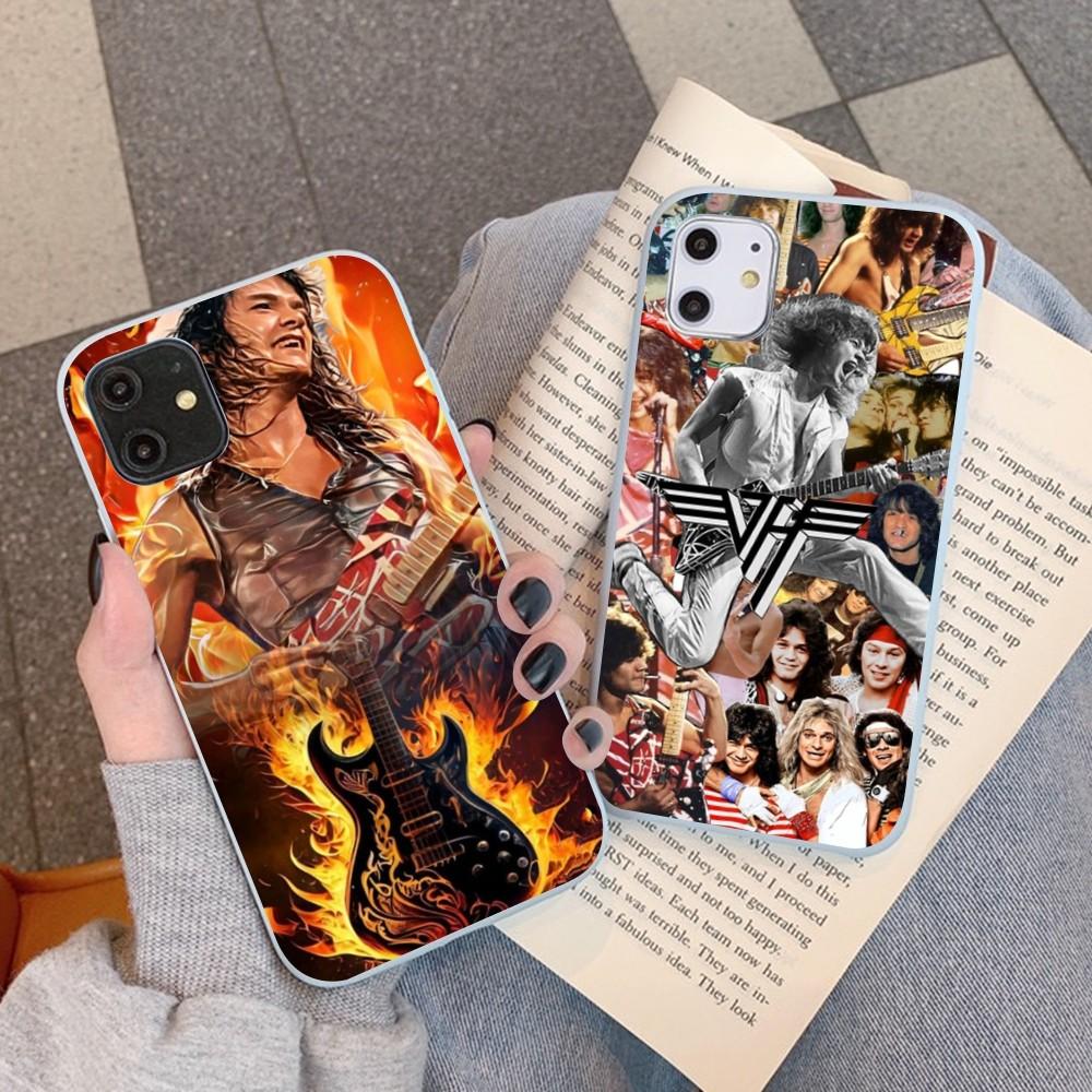 E-Eddie V-Van-Halen Music Guitar Phone Case For IPhone 14 11 12 13 Mini Pro Xs Max 8 7 6 6S Plus X XR Solid Candy Color Case