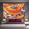 "Orange and Blueberry Dessert Art" Pattern Wall Hanging Tapestry Decorative Tapestry Home Decor for Bedroom and Living Room