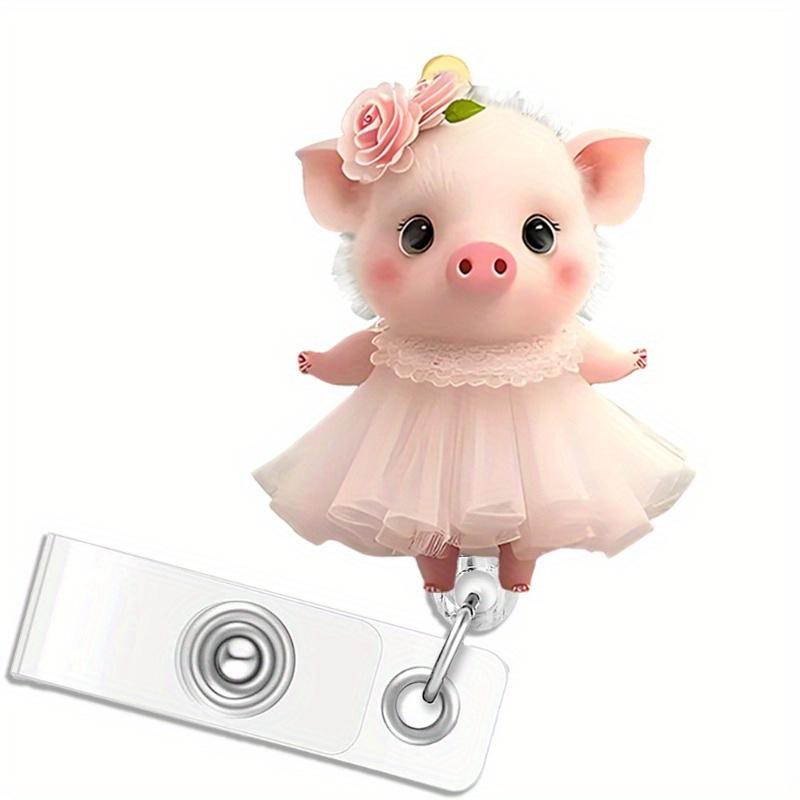 

Красочный выдвижной бейдж с забавным дизайном розовой свинки. Идеально для медицинских работников, педагогов, офисных сотрудников и поклонников свиней. прозрачный