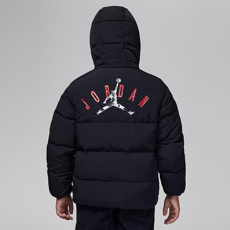 Jordan Λογότυπο Κεντημένο Μπουφάν Κουκούλας με Φερμουάρ Casual Παιδικό Μπουφάν Μαύρο FV2824-010