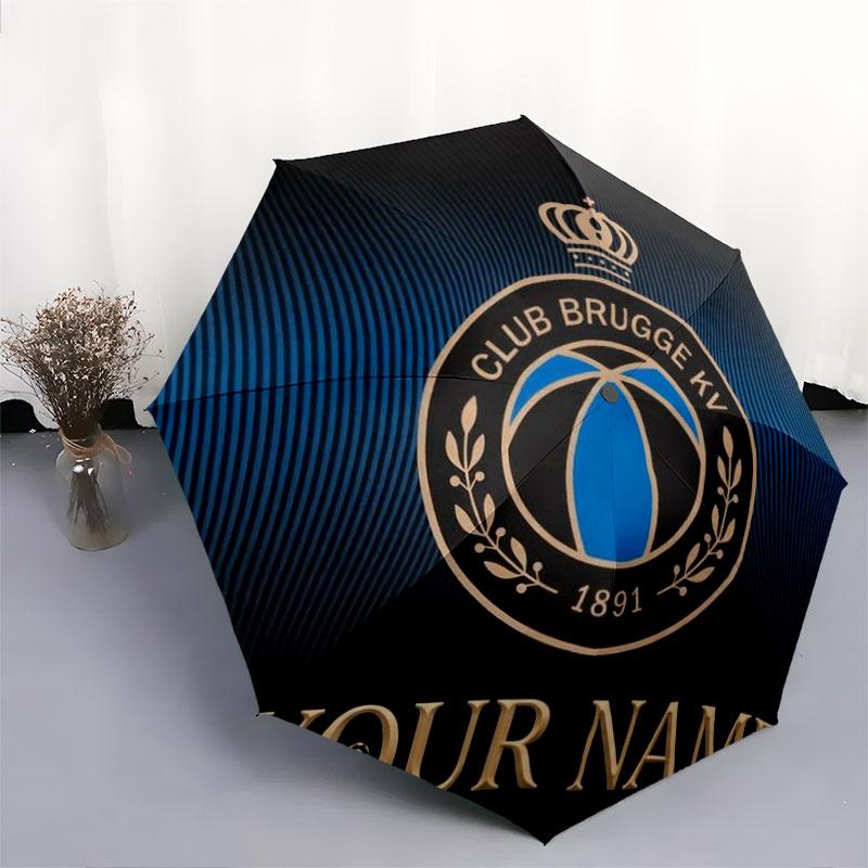 1 PC Automatic Folding Umbrella - Club Brugge KV Custom Name Pattern, Portable & Foldable Design with 8 Ribs, Christmas Birthday Gifts