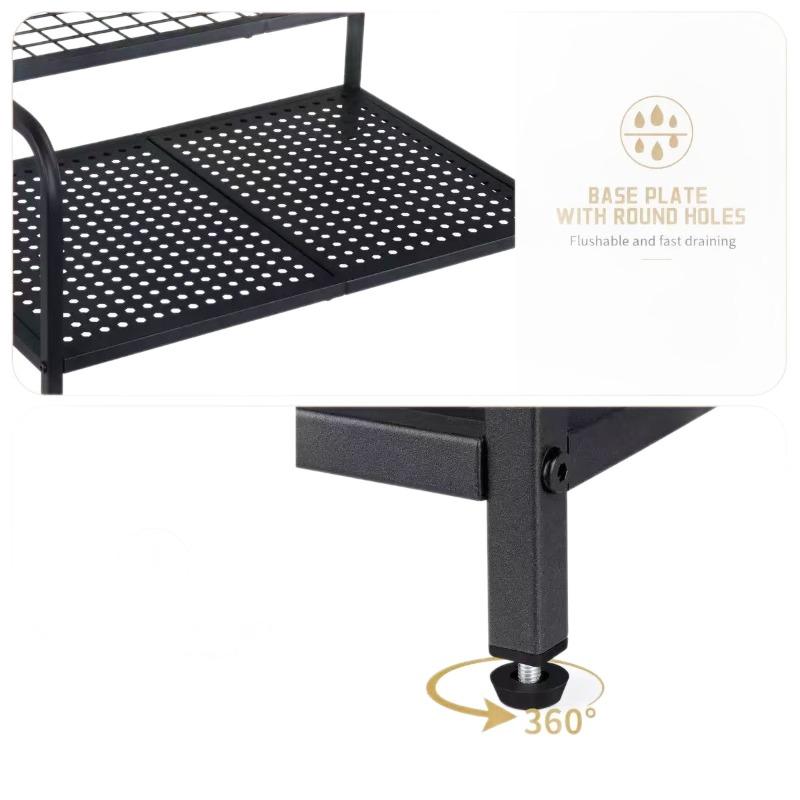 Garden Tool Storage Rack Patio Metal Storage Shelf Multi-tier Agricultural Tool Holder Mop Rack