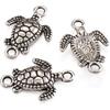 FASHEWELRY 50Pcs Antique Silver Sea Turtle Charm Links 21x14.5mm Tibetan Double Loops Sea Creature Animal Pendant Connectors for Jewelry Making Hole: