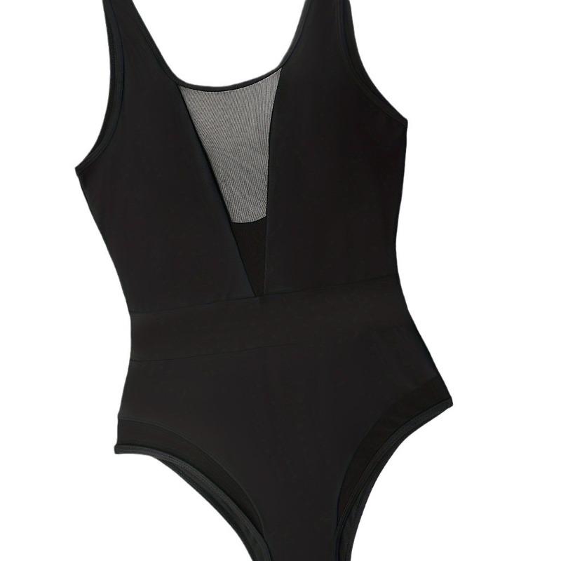 New European and American Black Conservative Tight-fitting Spot Triangular One-piece Swimsuit for Women