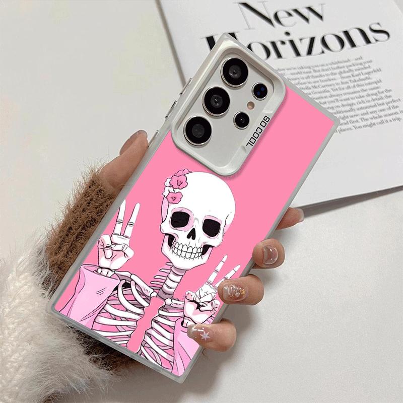 Pink Style Skull Witch Soft Phone Case for Samsung Galaxy S24 S25 FE S26 Edge S23 Ultra S22 Plus S21 + Shockproof Cover Back She