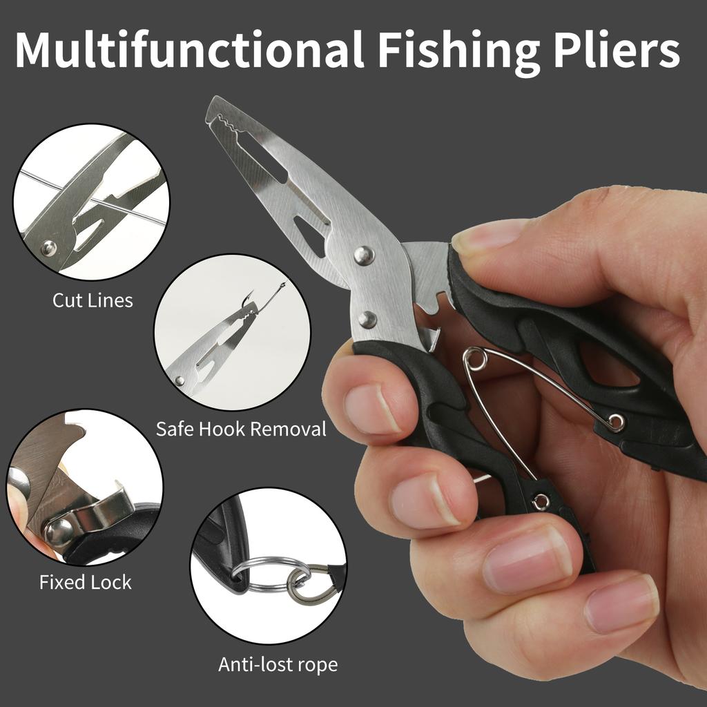 Fish Lip Gripper Pliers & Fish Lip Gripper Set Upgraded Muti-Function Hook Remover Split Ring Pliers for Ice Fishing Gear